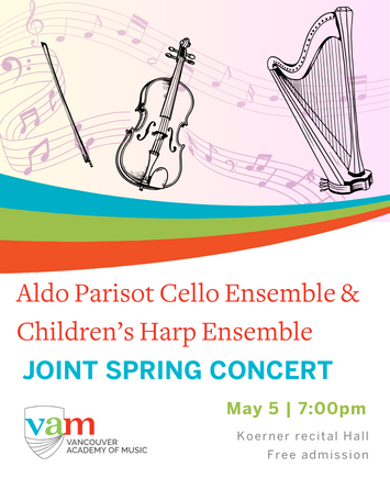 Aldo Parisot Cello Ensemble and Children’s Harp Ensemble Joint Spring Concert